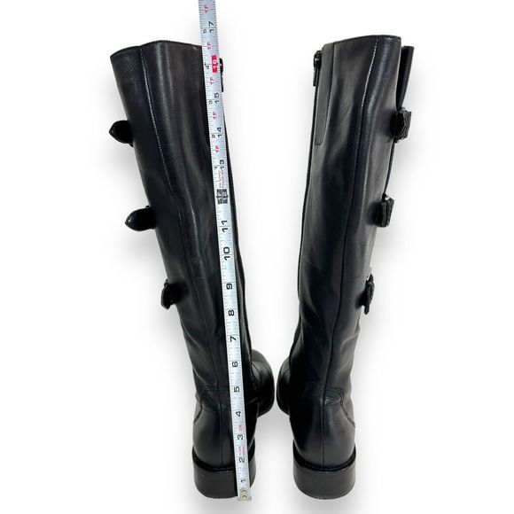 ECCO Knee High Boots Sz 38 7-7.5 Hobart Harness Riding Black Leather Equestrian - Picture 6 of 14